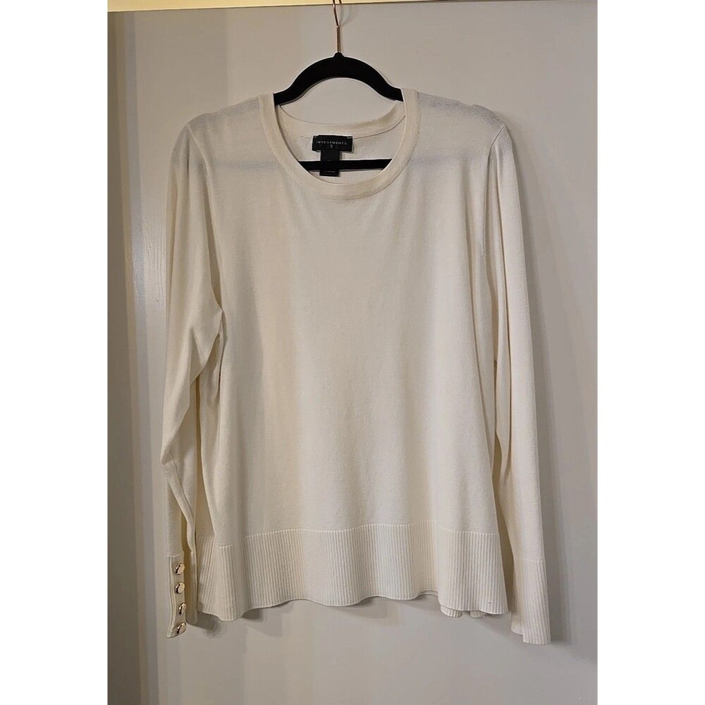 Investments Long Sleeve Blouse With Gold Accents, Size XL